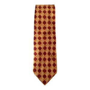Ermenegildo Zegna Men’s Silk Tie Geometric Circle Tan Red Italy Designer Luxury